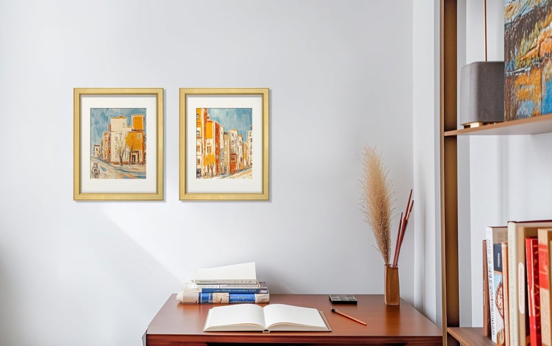 VIOLABBEY 11x14 Picture Frames Set of 4, Fits 8x10 Pictures with Ivory Mat or 11x14 without Mat, Vertical or Horizontal for Wall or Tabletop Display, Semi Tempered Glass, Light Gold - Image 2